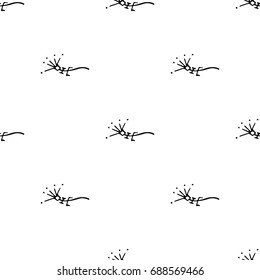 Vector hand drawn seamless floral pattern with thistle.