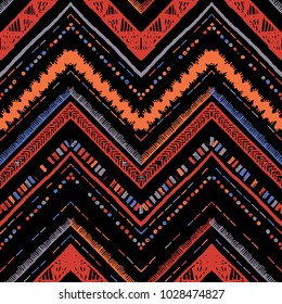 Vector hand drawn seamless folk pattern. Tribal design. Ethnic decorative background.