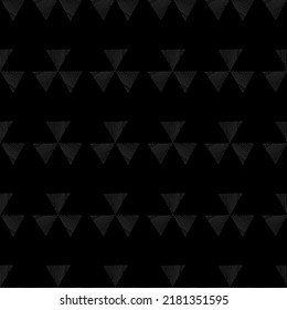 Vektorgrafik. Handgezeichnet nahtloses, grau-schwarzes Muster mit gestreiften, gepunkteten Dreiecken, Stripten, Stripten. Mosaik. Wiederholung der geometrischen Struktur, geometrische Form. Divider.