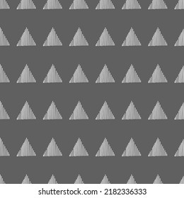 Vector. Hand drawn seamless monochrome pattern with striped, triangles, dashes, stripes. Mosaic. Repeating geometric texture, geometric shape. Dividers.