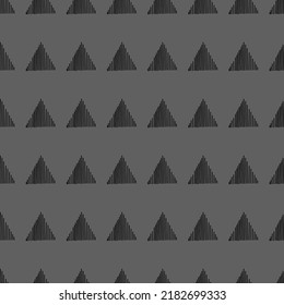 Vector. Hand drawn seamless monochrome pattern with striped, triangles, dashes, stripes. Mosaic. Repeating geometric texture, geometric shape. Dividers.