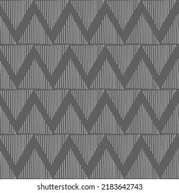 Vector. Hand drawn seamless monochrome pattern with striped, triangles, dashes, stripes. Mosaic. Repeating geometric texture, geometric shape. Dividers.