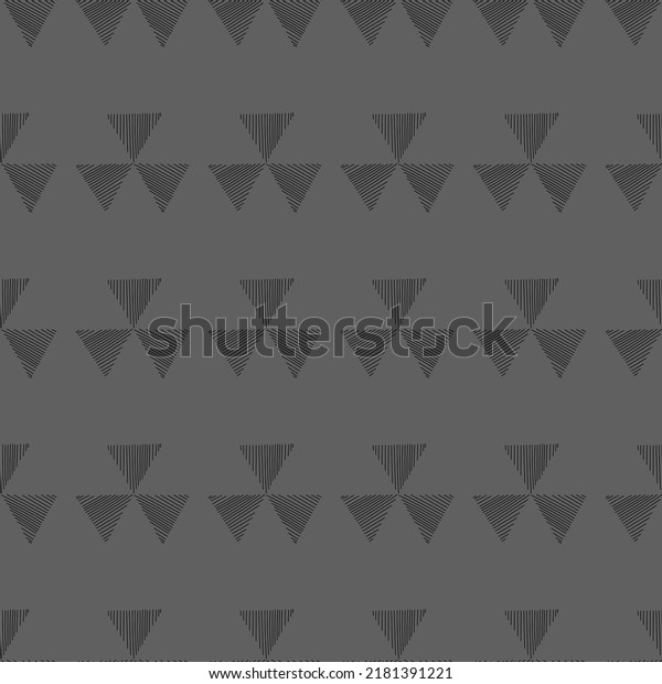 Vector. Hand drawn seamless\
monochrome grey and black pattern with striped, triangles, dashes,\
stripes. Mosaic. Repeating geometric texture, geometric shape.\
Dividers.