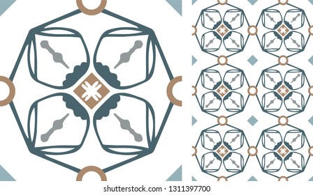 Vector hand drawn seamless ornament pattern for ceramic tiles, fabric, wrapping paper and others.