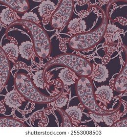 Vector Hand drawn seamless paisley pattern. Vintage flowers background. Decorative ornament backdrop for fabric, textile, wrapping paper, card, invitation, wallpaper, web design