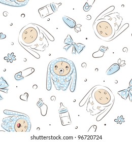 Vector hand drawn seamless parttern for backgrounds and fabrics