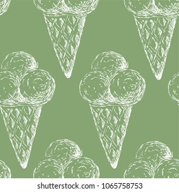 Vector hand drawn seamless pattern with icecream.