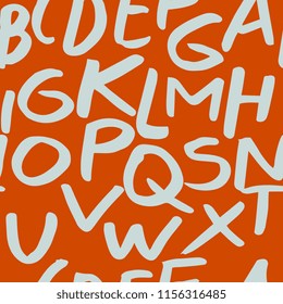 Vector hand drawn seamless pattern with alphabet. Brush painted letters. Hand lettering for your designs: posters, invitations, cards, etc.