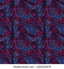 Vector hand drawn seamless pattern with cute hand drawn doodle zodiac elements
