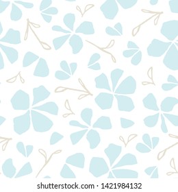 Vector hand drawn seamless pattern. Floral illustration, sakura blossom. Japanese traditional surface design. For fabric prints, textile, wrapping paper.