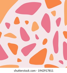 Vector hand drawn seamless pattern cute design. Pink, red, yellow colors.