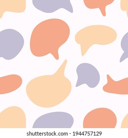 Vector hand drawn seamless pattern cute design. Yellow, gold, orange, grey bubble speech clouds