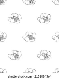 Vector hand drawn seamless pattern with flowers. For design textiles, paper.