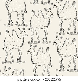 vector hand drawn seamless pattern with camels