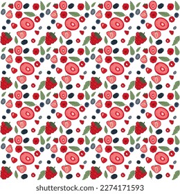 Vector hand drawn seamless pattern with berries