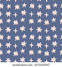 Vector hand drawn seamless pattern with cute stars Wrapping design