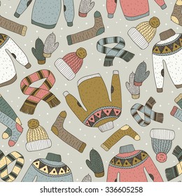 vector hand drawn seamless pattern with 
