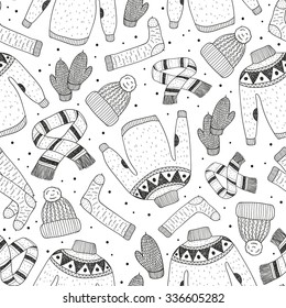 vector hand drawn seamless pattern with 
