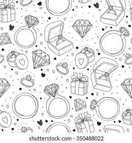 vector hand drawn seamless pattern with engagement items