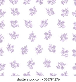 Vector hand drawn seamless pattern with violets