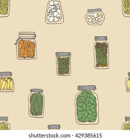 Vector hand drawn seamless pattern of the pickles