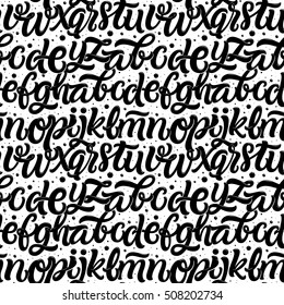 Vector Hand Drawn Seamless Pattern. Brush Painted Letters. Handwritten Script Alphabet. Hand Lettering and Custom Typography for Designs: for Posters, Backgrounds, Cards, etc. Vector Illustrations.