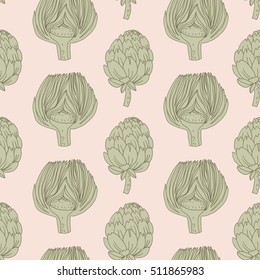 vector hand drawn seamless pattern with artichokes