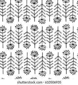 Vector hand drawn seamless pattern with tiny flowers. Spring and summer background, texture for textile and wrapping.