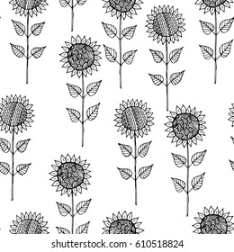 Vector hand drawn seamless pattern with tiny flowers. Spring and summer background, texture for textile and wrapping.