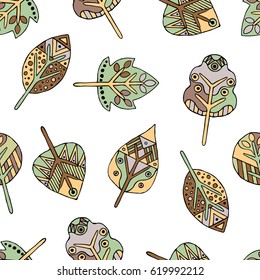 Vector hand drawn seamless pattern, decorative stylized childish trees. Doodle style, tribal graphic illustration. Ornamental cute hand drawing Series of doodle, cartoon, sketch seamless patterns