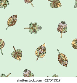 Vector hand drawn seamless pattern, decorative stylized childish trees. Doodle style, tribal graphic illustration. Ornamental cute hand drawing Series of doodle, cartoon, sketch seamless patterns