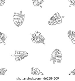 Vector hand drawn seamless pattern, decorative stylized black and white childish trees. Doodle sketch style, graphic illustration, background. Ornamental cute hand drawing. Line drawing.
