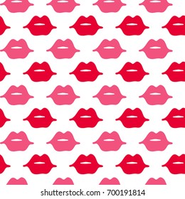 Vector hand drawn seamless pattern with lips. Abstract fashion background. Colorful texture.