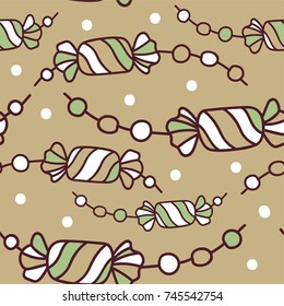 vector hand drawn seamless pattern with candies 