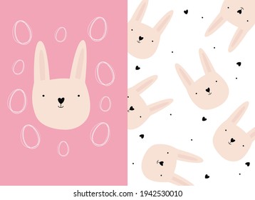 Diseño conceptual de Semana Santa, Banner set with bunnies, huevos en tonos pastel