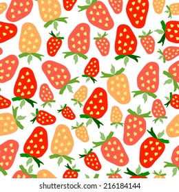 Vector hand drawn seamless strawberry pattern. 