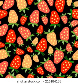 Vector hand drawn seamless strawberry pattern. 