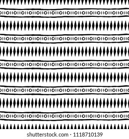 Vector hand drawn seamless tribal pattern. Abstract ethnic seamless pattern. 