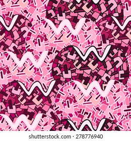 Vector Hand drawn seamless tulips mosaic pattern with geometric elements. Stylish seamless for your design!