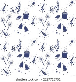 Vector hand drawn seamless winter pattern