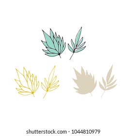 Vector hand drawn seaweeds. Isolated individual objects, algae. Sea clipart for greeting cards, weddings, stationery, surface design, scrapbooking. Part of a large sea collection.