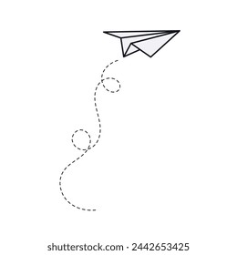 Vector hand drawn send airplane on white background.