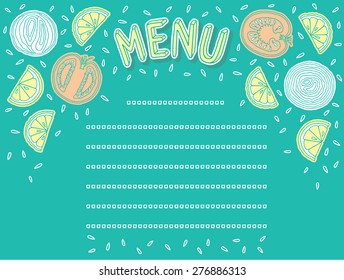 Vector hand drawn set of chopped vegetables. Perfect for menu design or a poster for cafe.  Easy recolor.