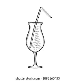 Vector hand drawn set of cocktails and alcohol drinks in sketch style. Isolated.