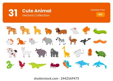 Vector Hand Drawn Set of Cute Animal