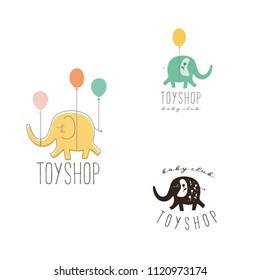 Vector hand drawn set elements for labels, logos and badges for  kids club, baby shop, toys shop and any other children's projects.