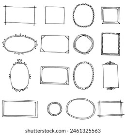 Vector hand drawn set of frames. Liner