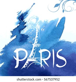 vector hand drawn set of france on paint background