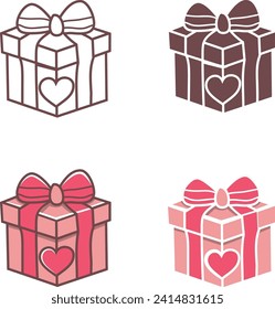 Vector hand drawn set of gift boxes with bows, different styles for icons, stickers, printable.