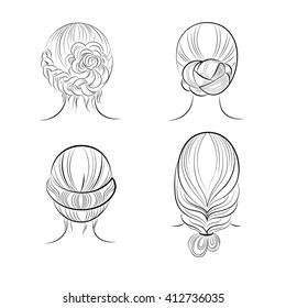 Vector hand drawn set of hair styles.